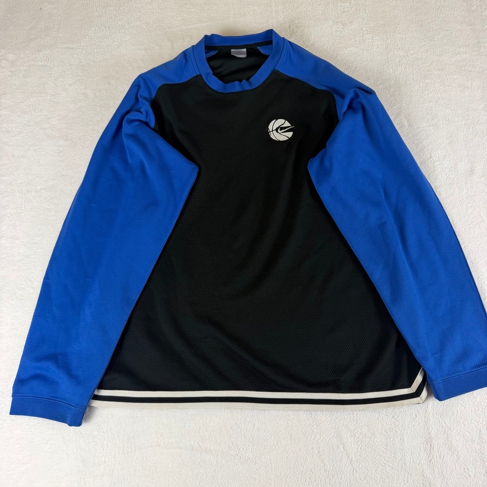 Nike Vintage Basketball Sweatshirt Mens XL Long Sleeve Blue Black Raglan Top Y2K
